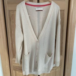 Anthropologie Pilcro Kelly Boyfriend Cashmere Cardigan Cream/Ivory NWT